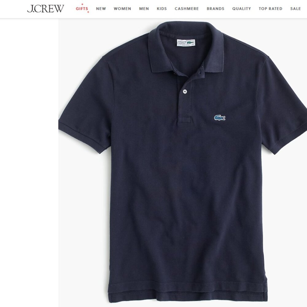 Lacoste for J. Crew Polo Shirt Slim Fit Men's Medium (EU 40) Navy Blue